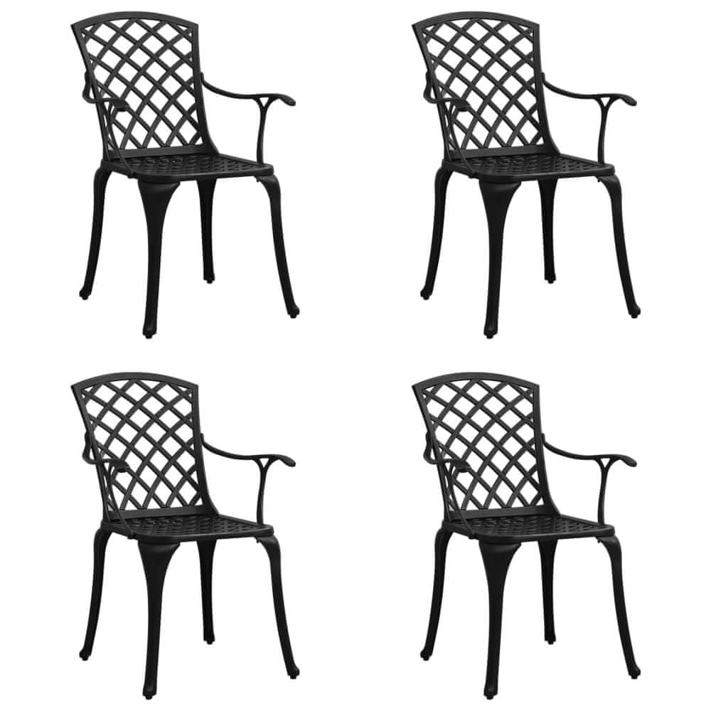 Petromila vidaXL Záhradné stoličky 4 ks odlievaný hliník čierne
